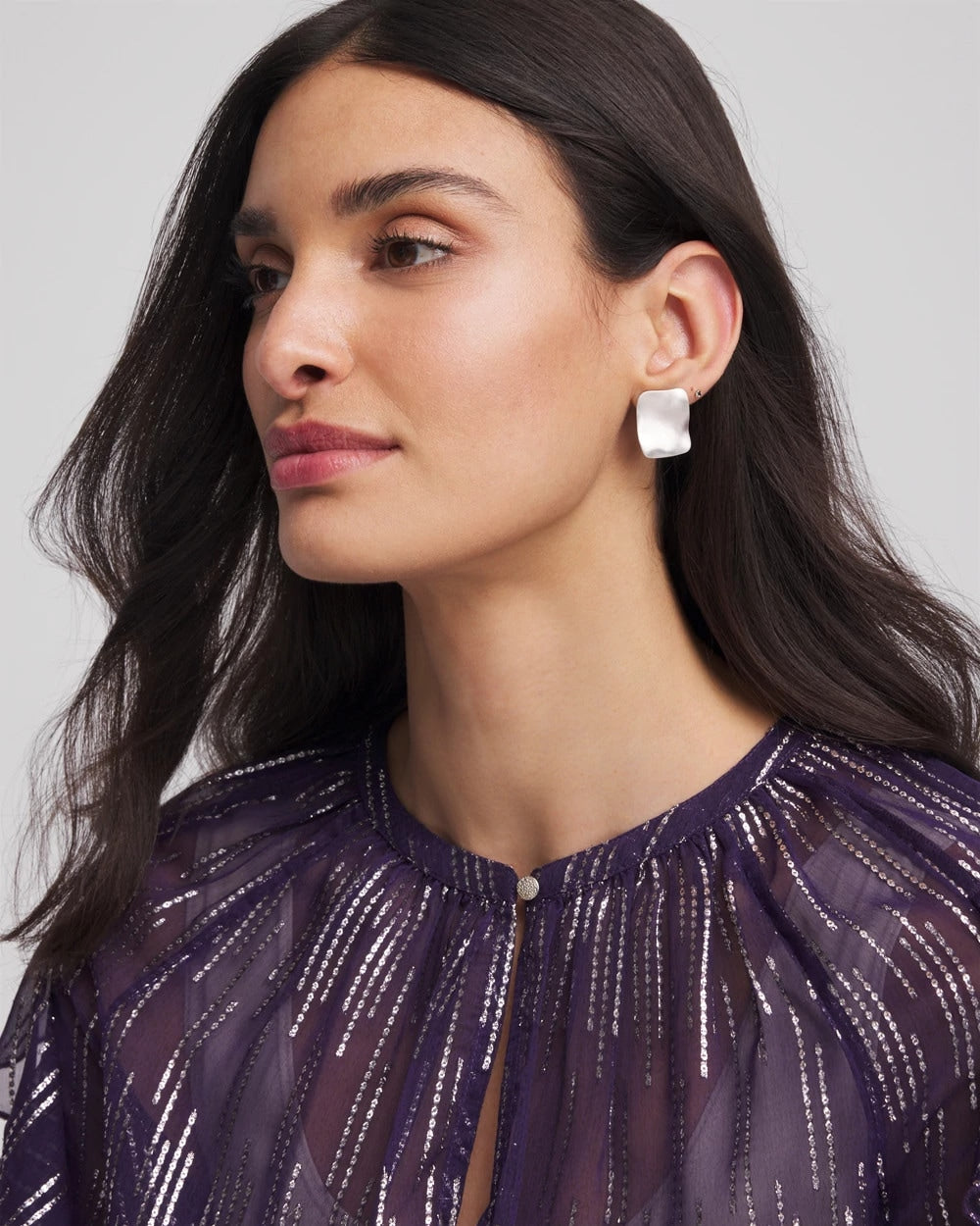 Chico's Women | Square Oversized Stud Earrings SILVER