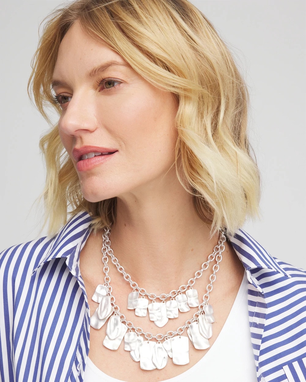 Chico's Women | Double Square Charm Pendant Necklace SILVER