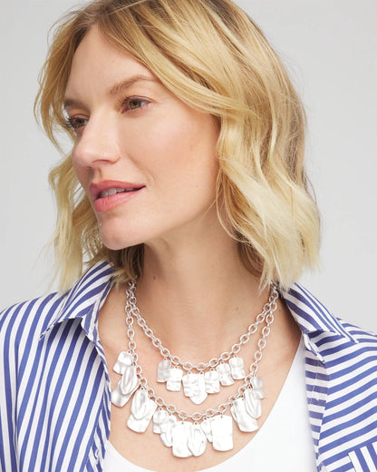 Chico's Women | Double Square Charm Pendant Necklace SILVER