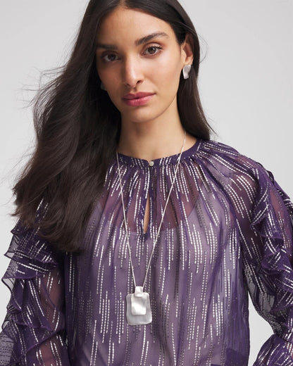 Chico's Women | Adjustable Square Pendant Necklace SILVER