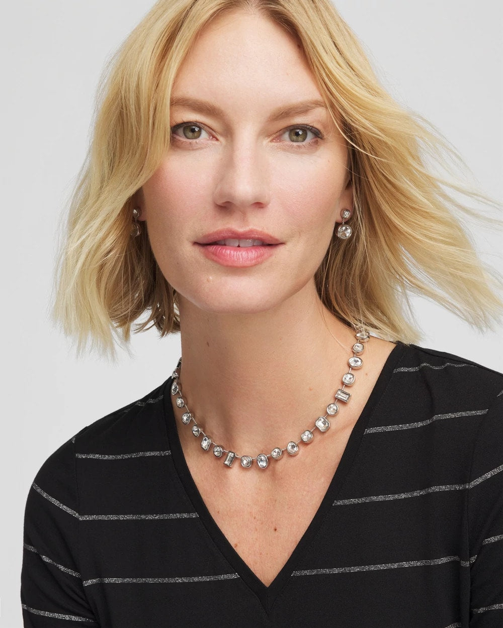 Chico's Women | Bezel Set Short Silvertone Necklace SILVER