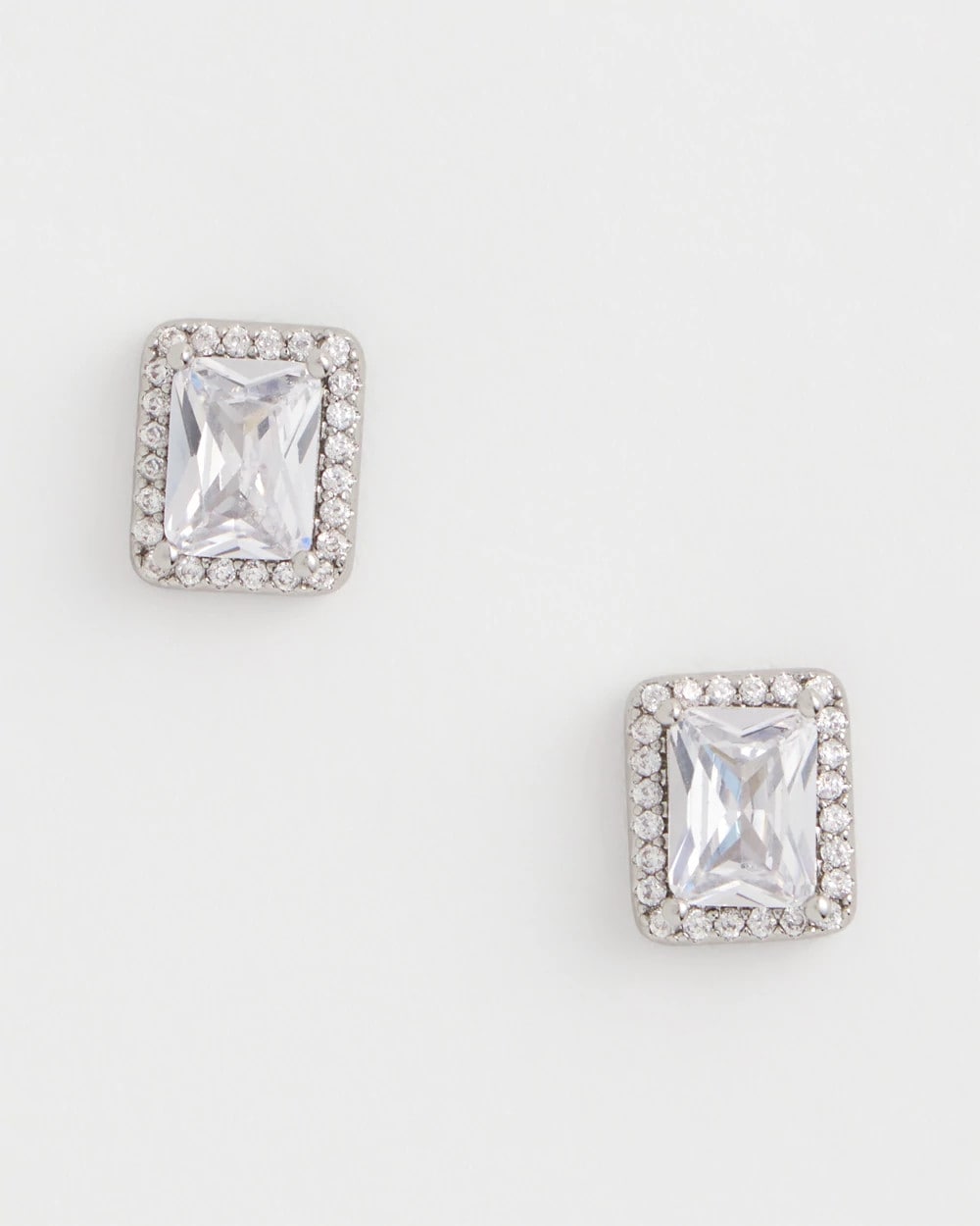 Chico's Women | Silver Emerald Cut Stud Earrings SILVER