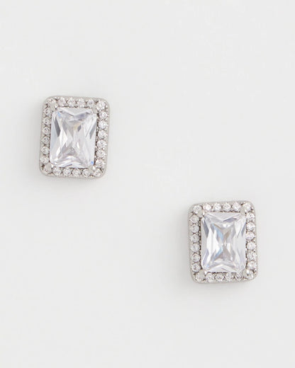 Chico's Women | Silver Emerald Cut Stud Earrings SILVER