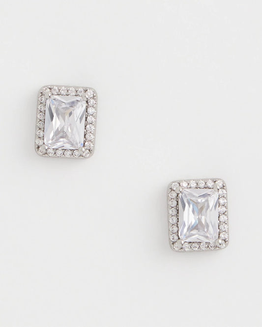 Chico's Women | Silver Emerald Cut Stud Earrings SILVER
