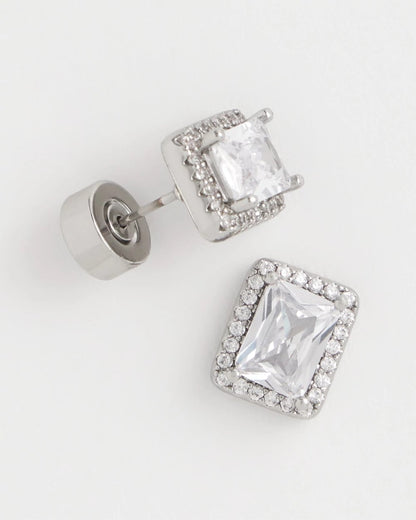 Chico's Women | Silver Emerald Cut Stud Earrings SILVER