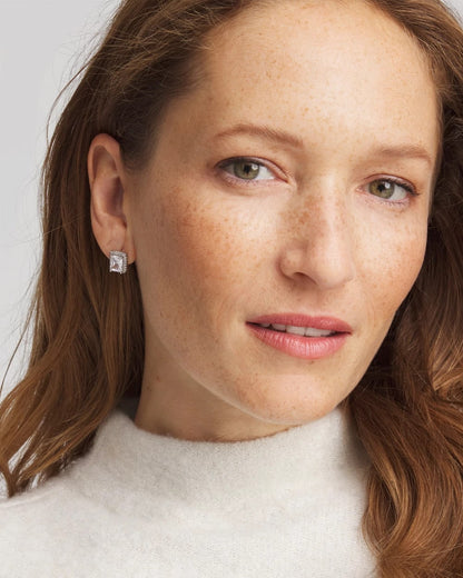 Chico's Women | Silver Emerald Cut Stud Earrings SILVER