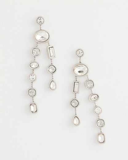 Chico's Women | Bezel Set Linear Silvertone Earrings SILVER