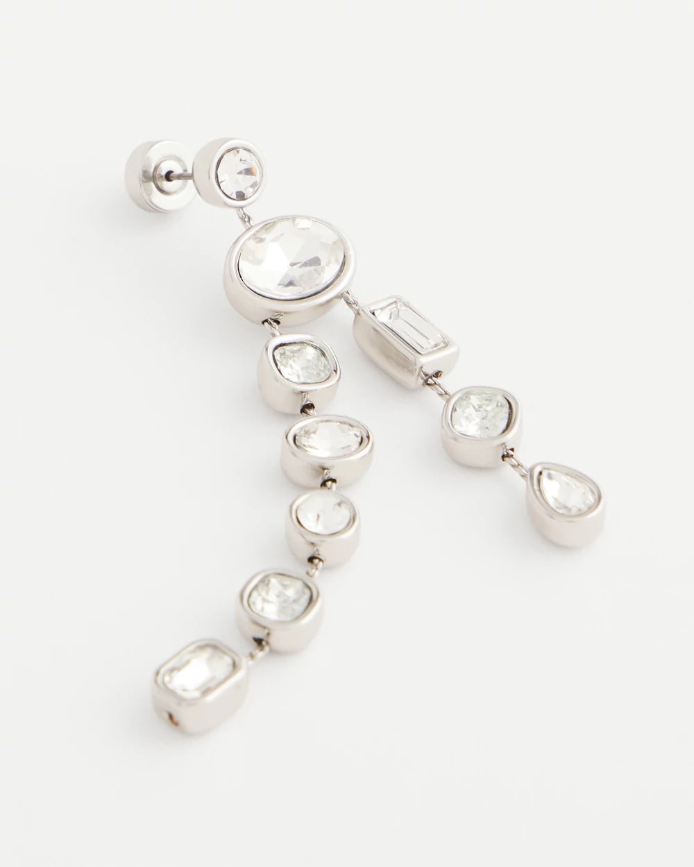 Chico's Women | Bezel Set Linear Silvertone Earrings SILVER