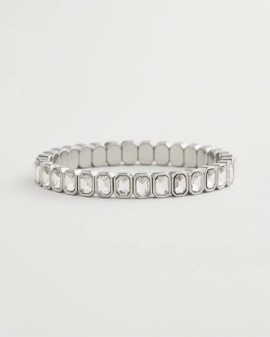Chico's Women | Silver Bezel Set Stretch Tennis Bracelet SILVER