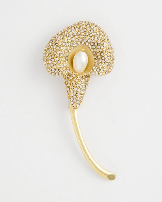Chico's Women | Encrusted Calla Lily Brooch GOLD
