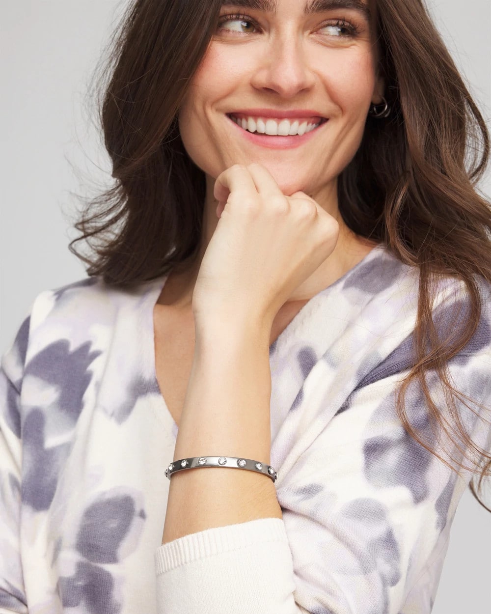 Chico's Women | Hematite Rhinestone Tone Bangle HEMATITE
