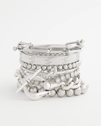 Chico's Women | Small Beaded Silver Tone Stretch Bracelet SILVER