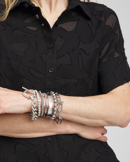 Chico's Women | Small Beaded Silver Tone Stretch Bracelet SILVER