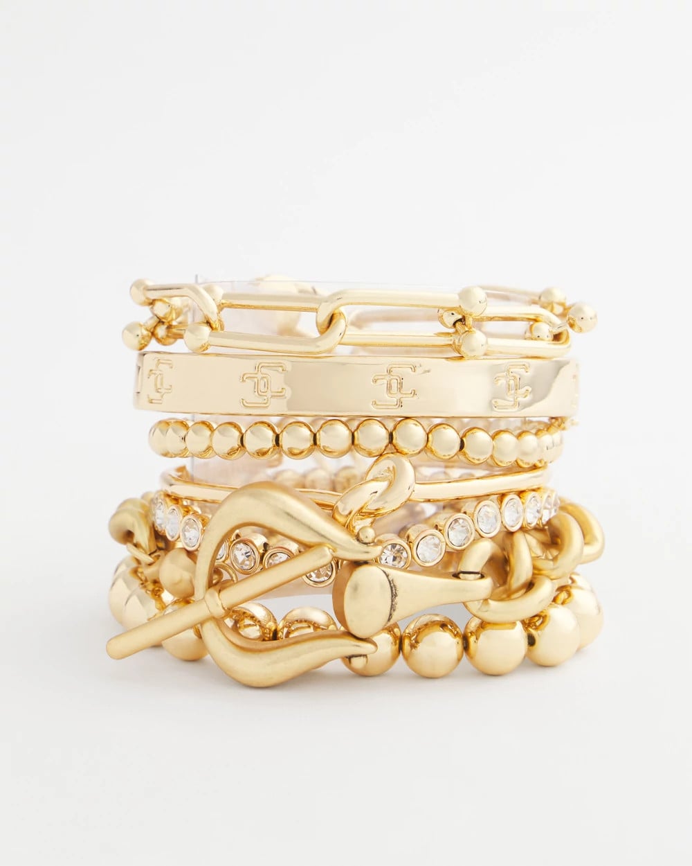 Chico's Women | Small Beaded Gold Tone Stretch Bracelet