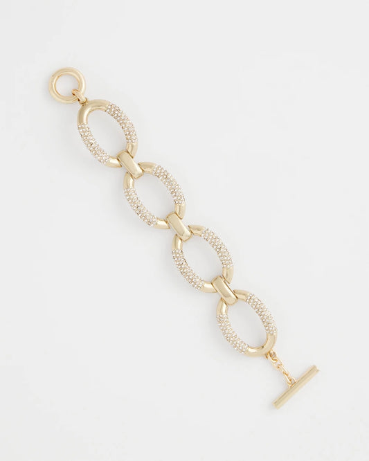 Chico's Women | Large Pave Link Toggle Bracelet GOLD