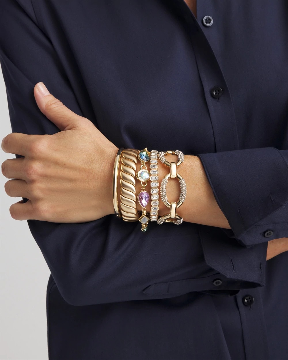Chico's Women | Large Pave Link Toggle Bracelet GOLD