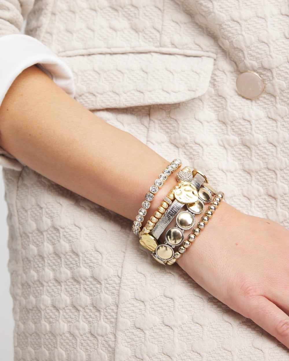 Chico's Women | Reversible Round Stretch Bracelet MIXED METALS