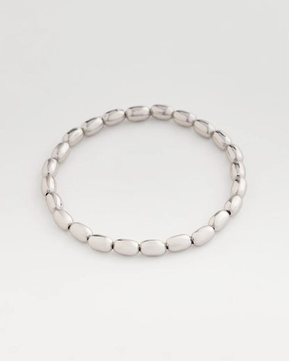 Chico's Women | Silvertone Oval Beaded Stretch Bracelet SILVER