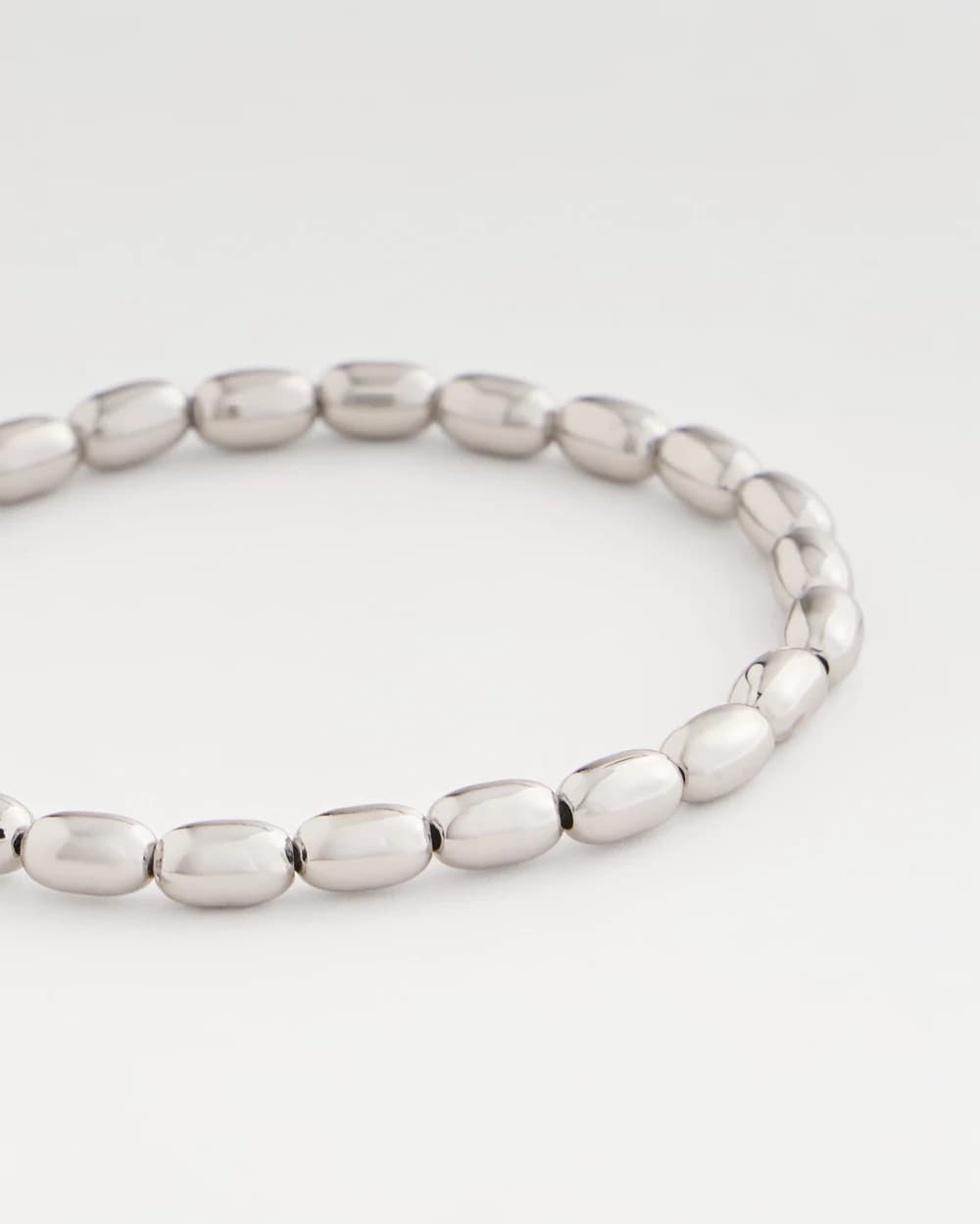 Chico's Women | Silvertone Oval Beaded Stretch Bracelet SILVER