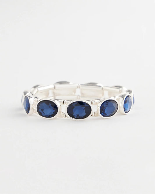 Chico's Women | Large Faceted Gem Stretch Bracelet BLUE