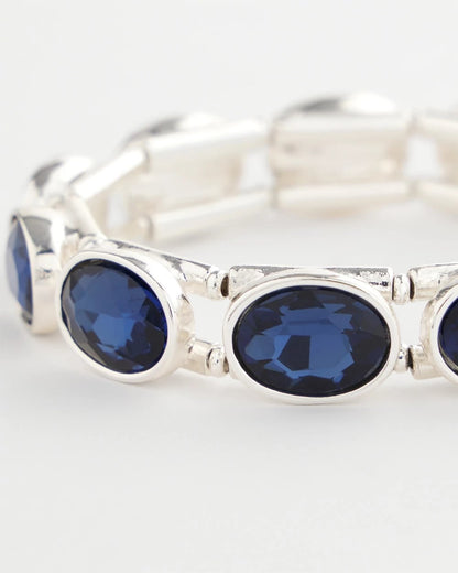 Chico's Women | Large Faceted Gem Stretch Bracelet BLUE
