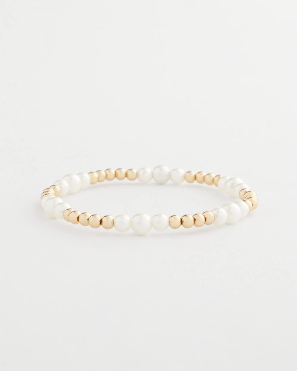 Chico's Women | Goldtone Bead Stretch Bracelet PEARL