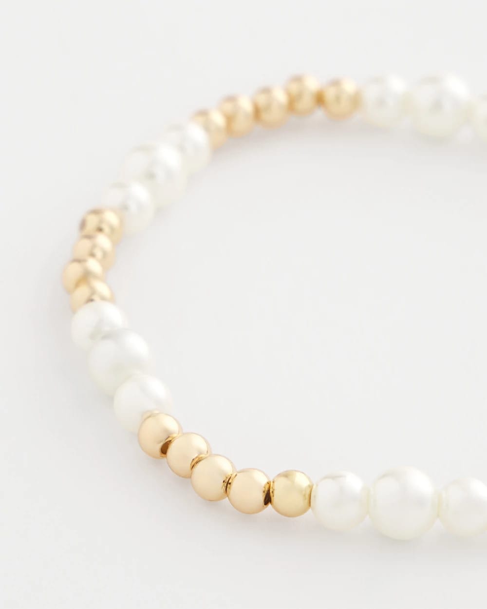 Chico's Women | Goldtone Bead Stretch Bracelet PEARL