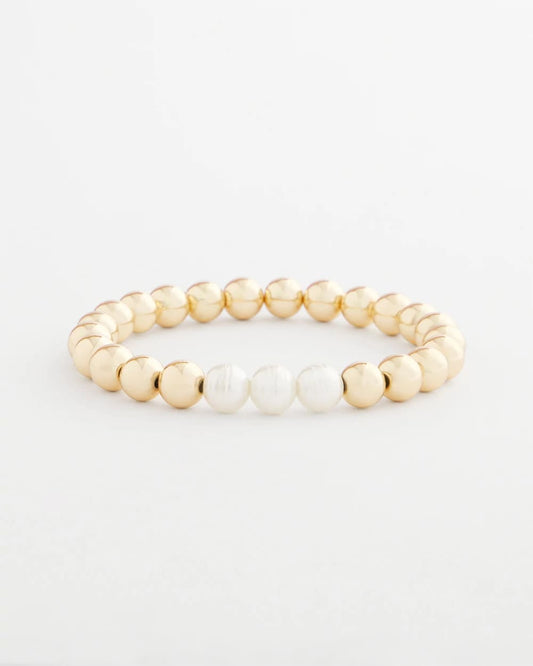 Chico's Women | Goldtone Bead Stretch Bracelet PEARL