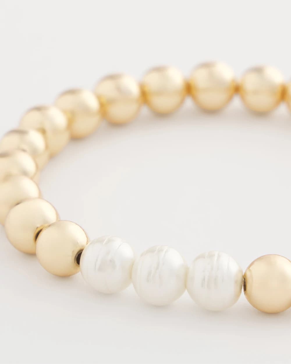 Chico's Women | Goldtone Bead Stretch Bracelet PEARL