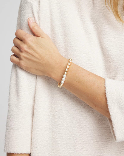 Chico's Women | Goldtone Bead Stretch Bracelet PEARL