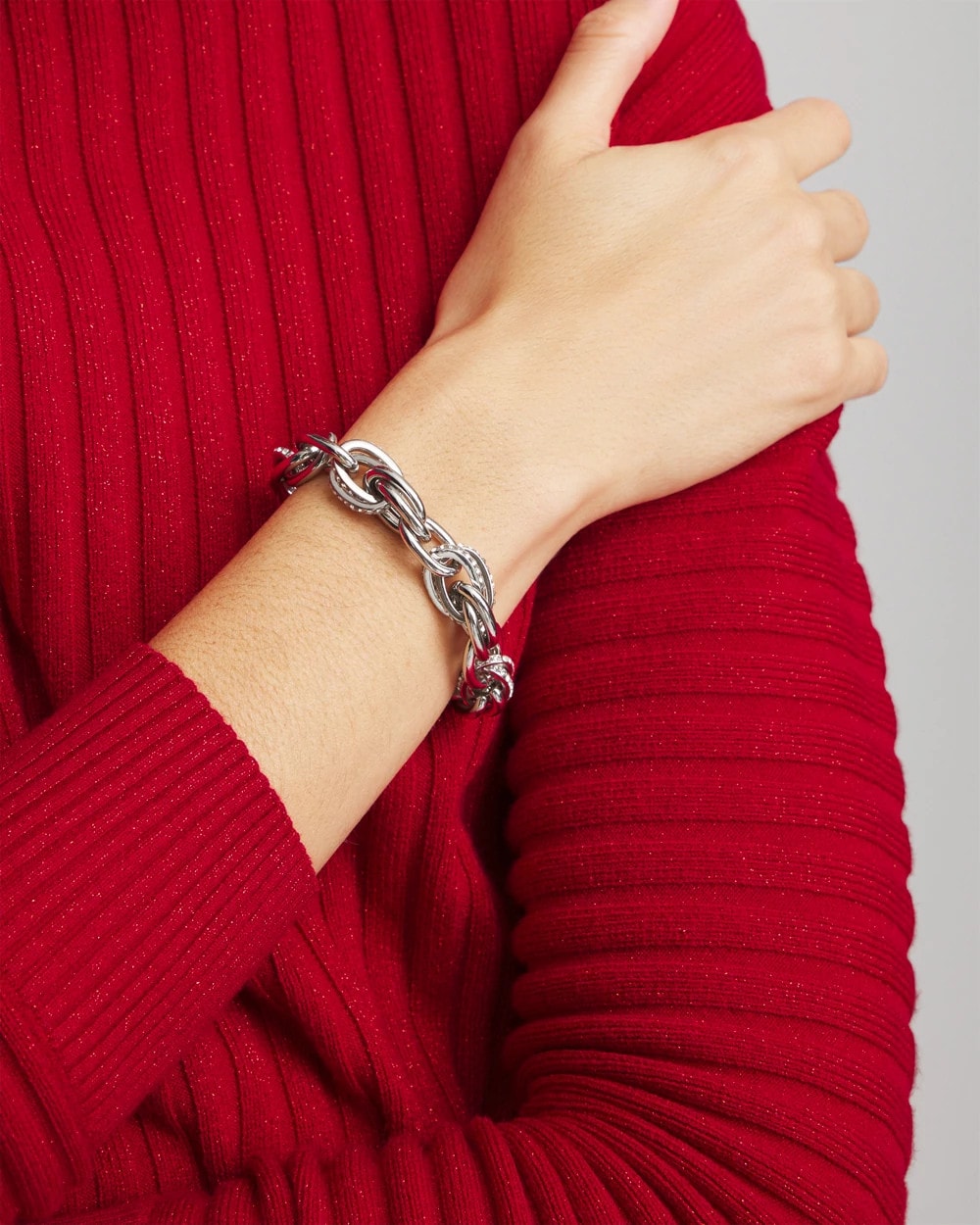 Chico's Women | Pave Link Toggle Bracelet SILVER