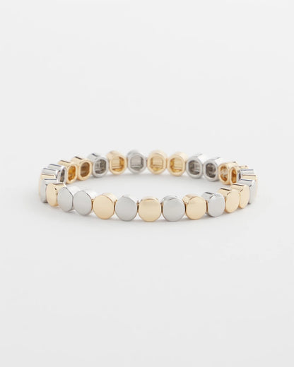 Chico's Women | Silver & Gold Tone Round Stretch Bracelet MIXED METALS