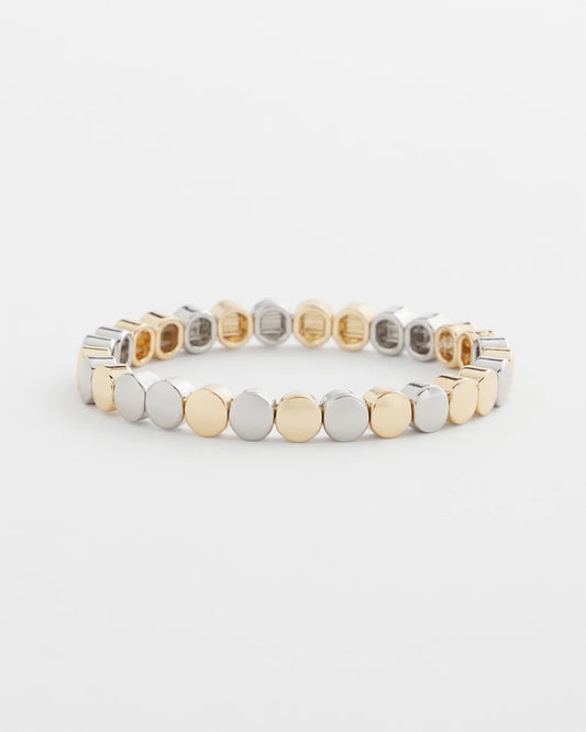 Chico's Women | Silver & Gold Tone Round Stretch Bracelet MIXED METALS