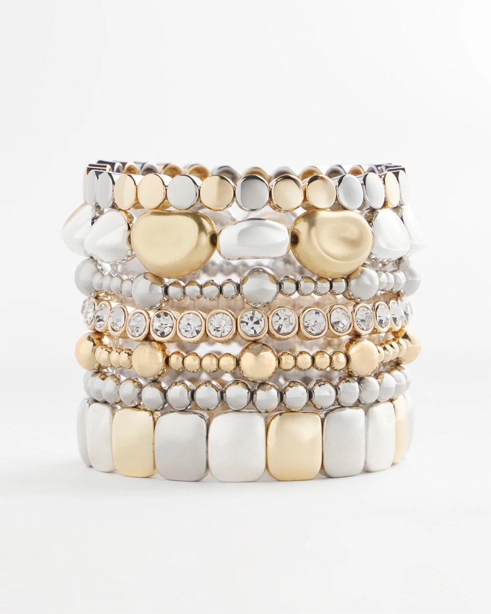 Chico's Women | Silver & Gold Tone Round Stretch Bracelet MIXED METALS
