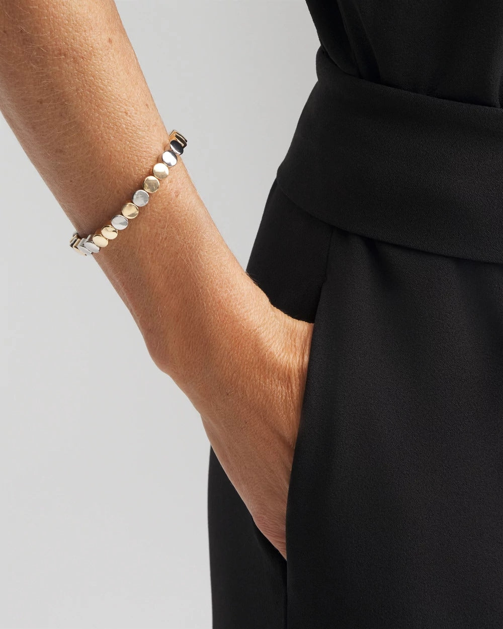 Chico's Women | Silver & Gold Tone Round Stretch Bracelet MIXED METALS