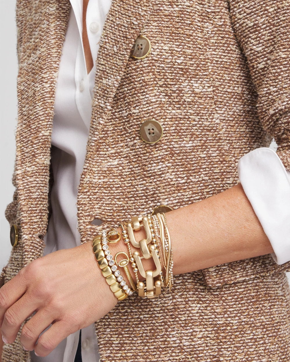 Chico's Women | Golden Matte Square Stretch Bracelet GOLD