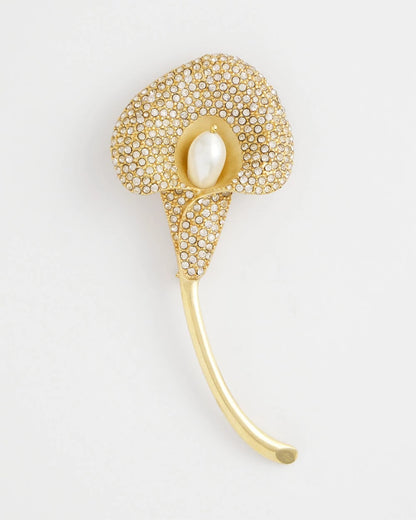 Chico's Women | Encrusted Calla Lily Brooch GOLD