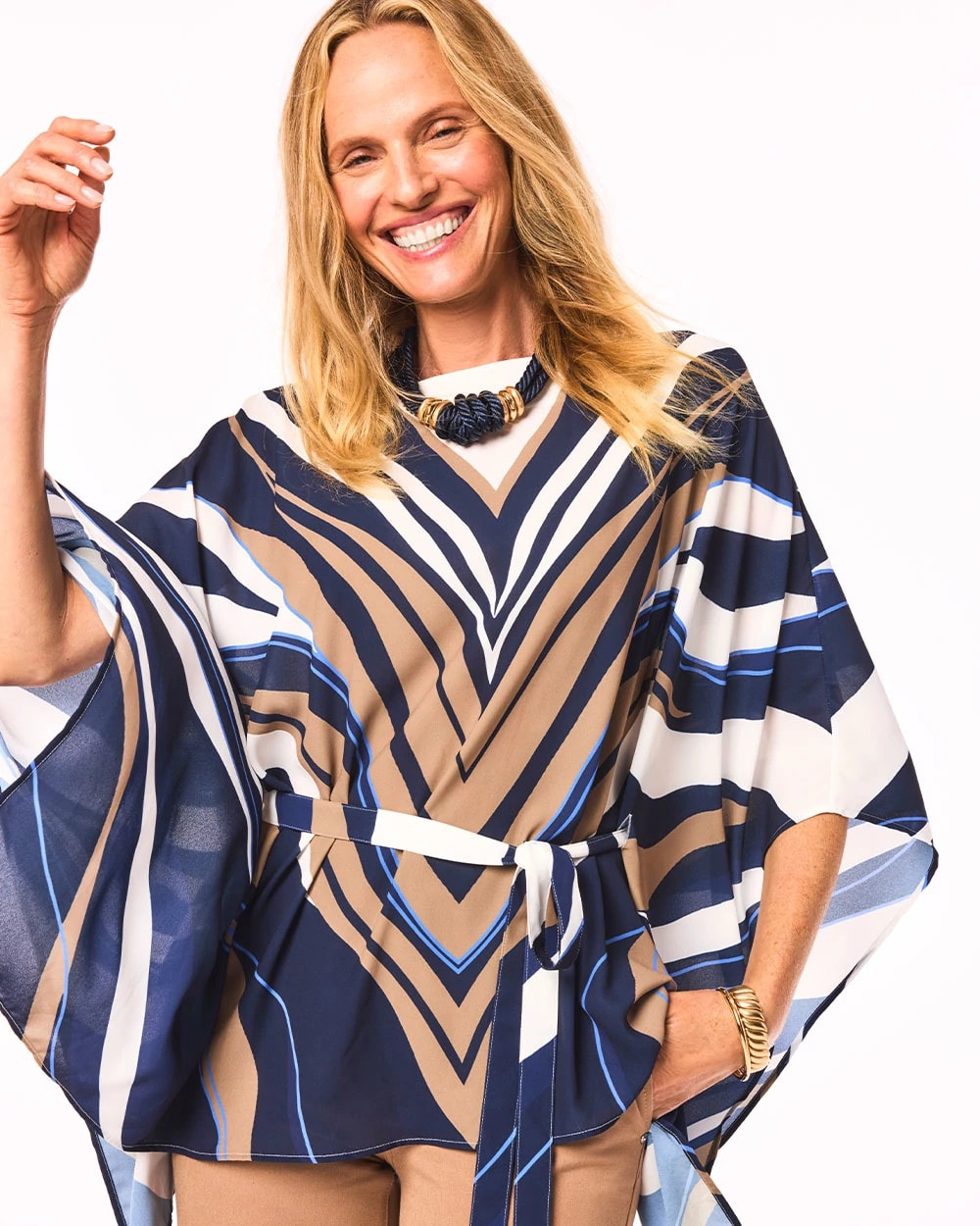 Chico's Women | Voyage Belted Poncho PASSPORT BLUE