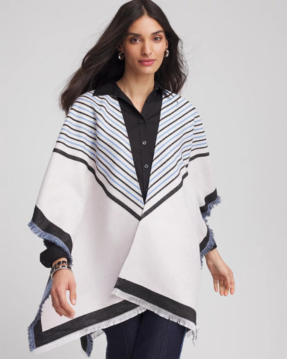 Chico's Women | Woven Reversible Ruana PASSPORT BLUE