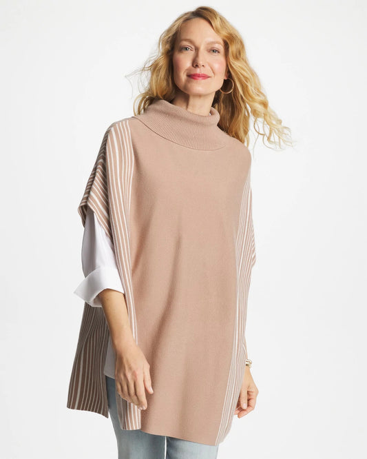 Chico's Women | Turtleneck Sweater Poncho VANILLA CHAI