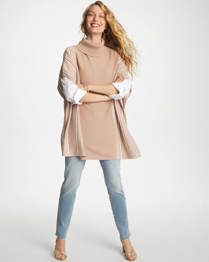 Chico's Women | Turtleneck Sweater Poncho VANILLA CHAI