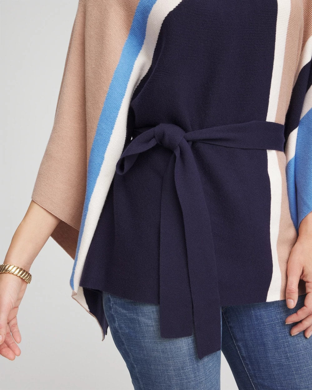 Chico's Women | Belted Colorblock Poncho PASSPORT BLUE