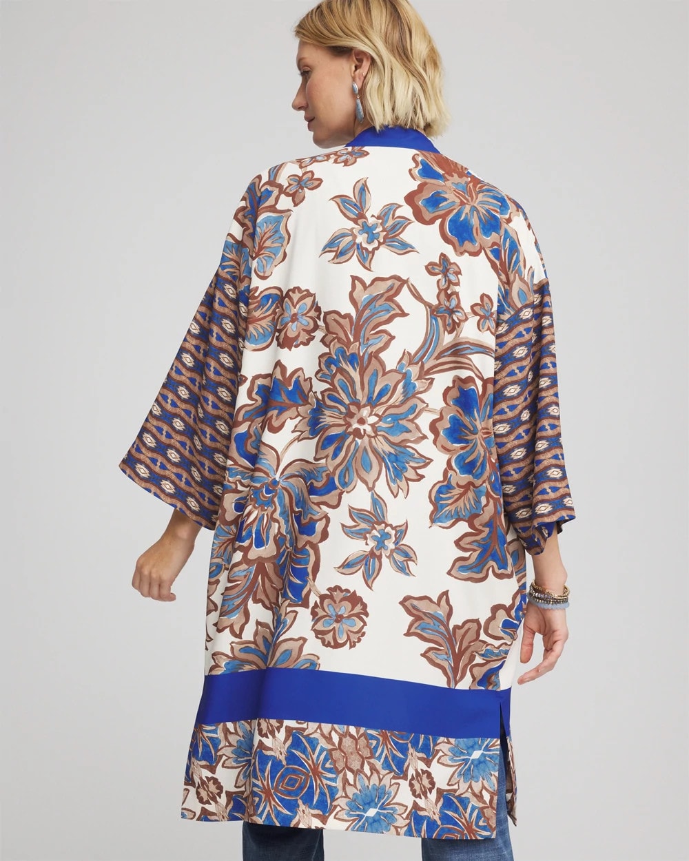Chico's Women | Crepe Long Printed Kimono ENGLISH CREAM