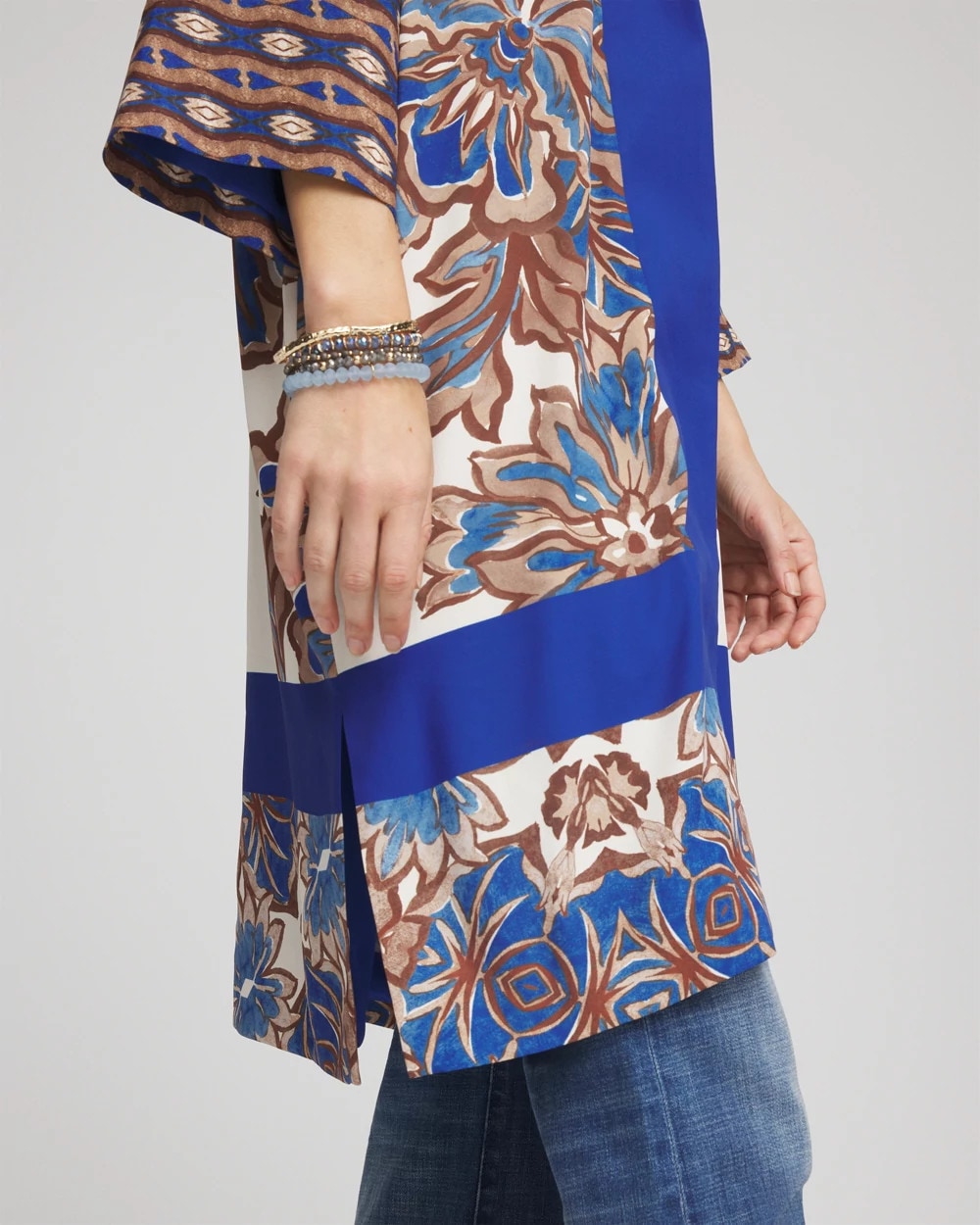 Chico's Women | Crepe Long Printed Kimono ENGLISH CREAM