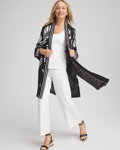 Chico's Women | Tie-Front Long Kimono BLACK