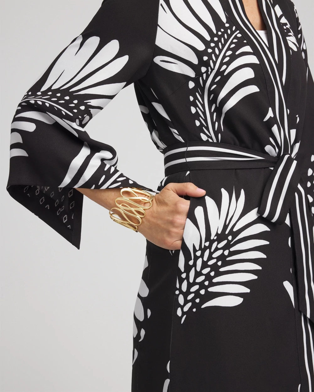 Chico's Women | Tie-Front Long Kimono BLACK