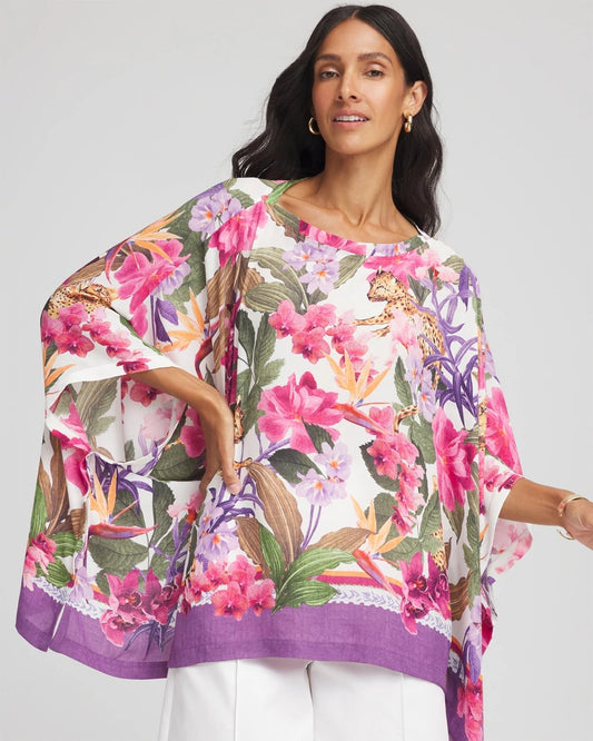 Chico's Women | Floral-Print Poncho ECRU