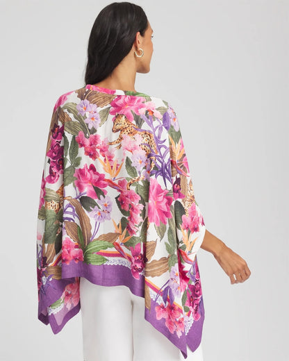 Chico's Women | Floral-Print Poncho ECRU