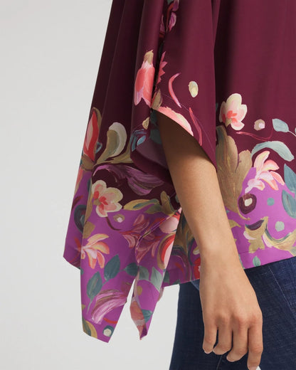 Chico's Women | Printed Boatneck Pullover Poncho DEEP CHIANTI