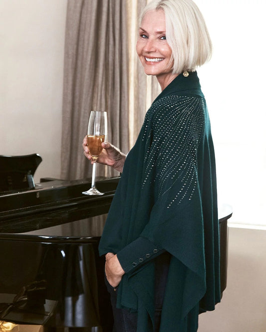 Chico's Women | Embellished Shawl Collar Ruana TEAL SHADOW